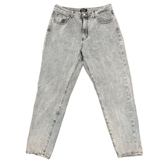 Nasty Gal Light Wash Black Denim Relaxed with Tapered Leg Women's Jeans Size 10 - Picture 1 of 11